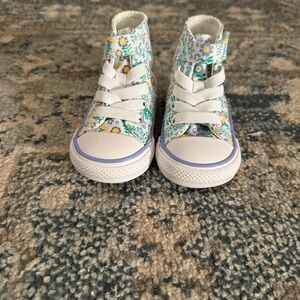 Converse easy on high tops kids/toddler - White with Blue and Yellow Floral